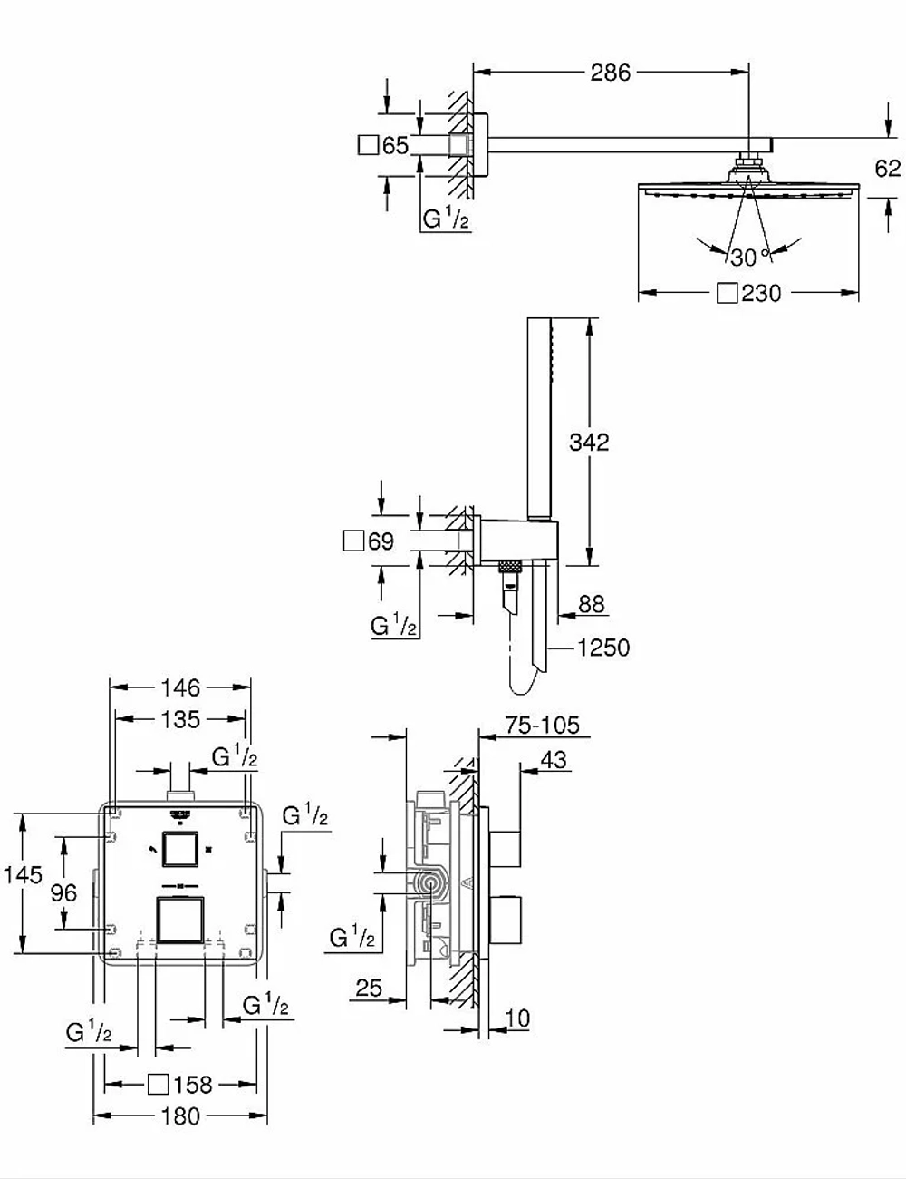 Душевая система Grohe Grohtherm Cube 34741000