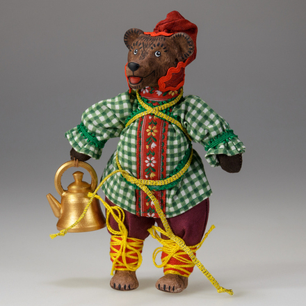Ёлочная игрушка Медведь в колпаке с чайником
