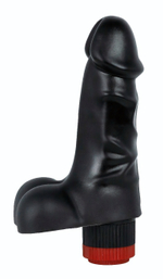 Черный реалистичный вибратор с мошонкой - 16,5 см. (Цвет: черный)