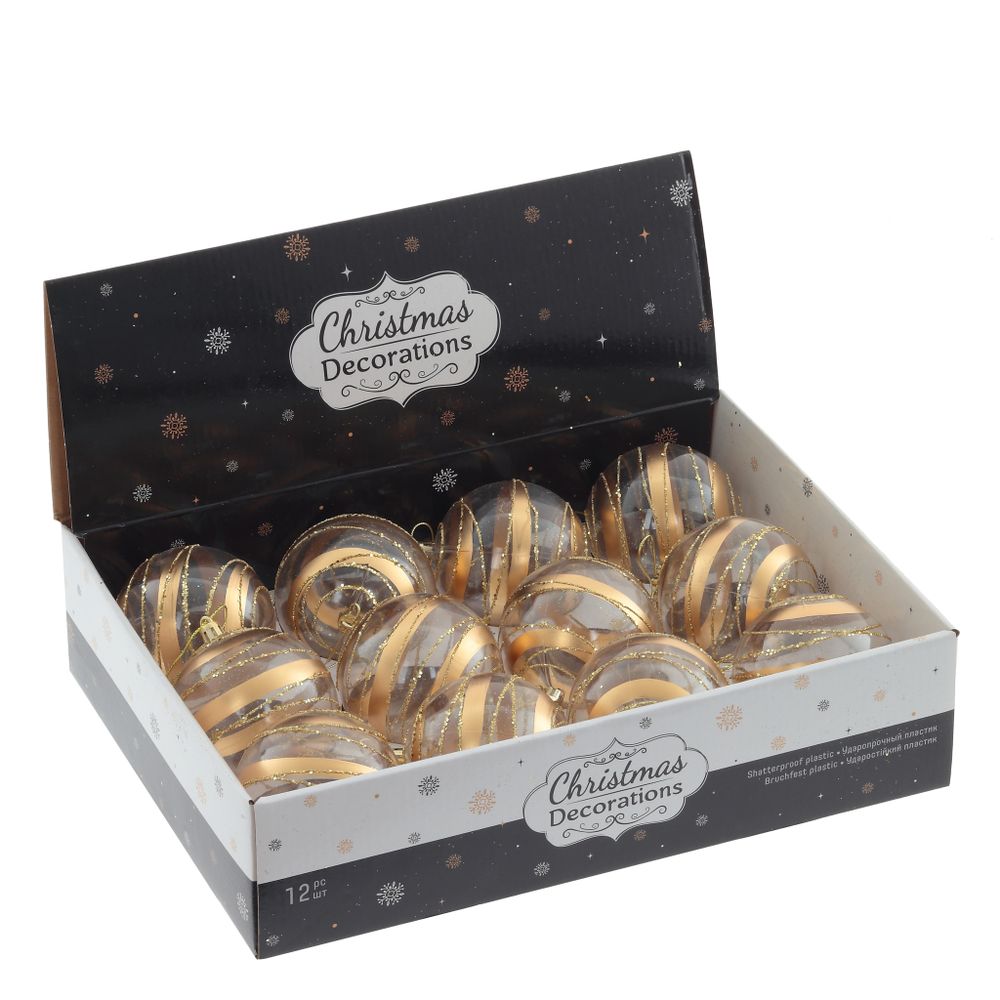 GAEM Набор из 12шт Украшение новогоднее "Шар", D 8 см, L35 W27 H8,5 см