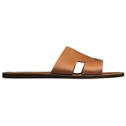 Hermes Lzmere set wear flat-bottomed round head fashion sandals men's brown, H041141Z H03