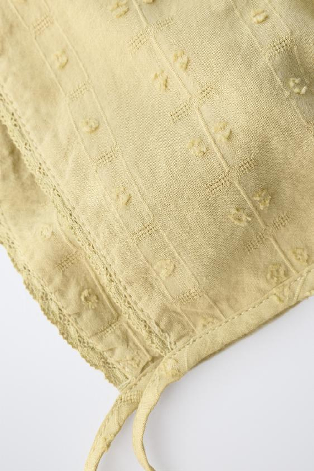 ZARA ЧЕПЧИК КРУЖЕВНОЙ С ВЫШИВКОЙ, ОЛИВКОВЫЙ