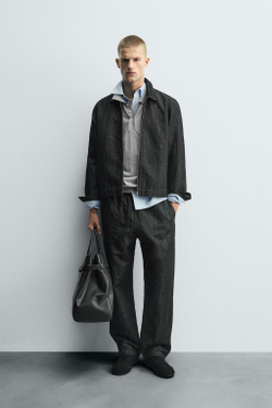 ZARA ДЖИНСОВАЯ КУРТКА СВОБОДНОГО КРОЯ, ЧЕРНЫЙ