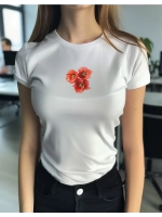 Футболка больших размеров с принтом цветы