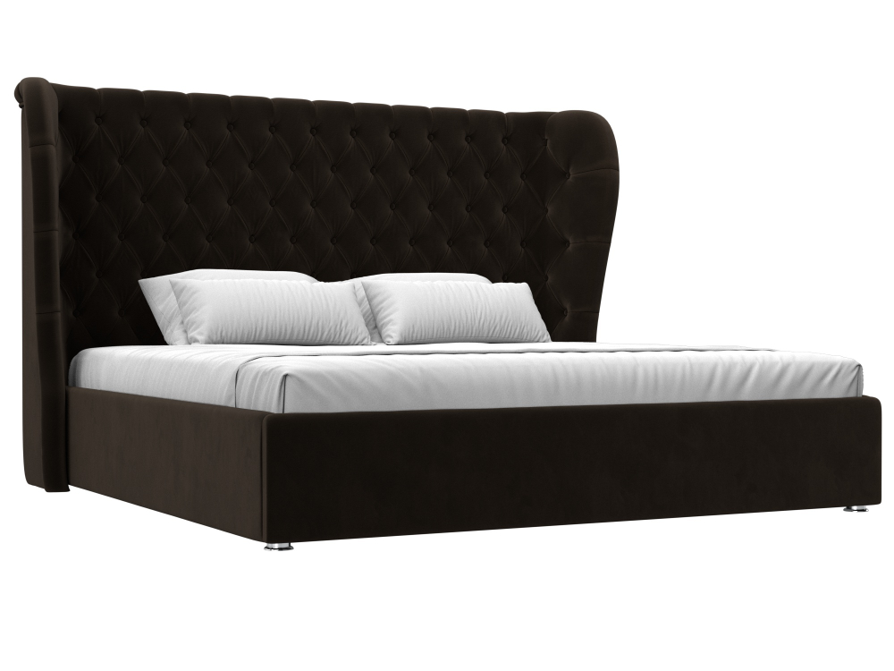 Кровать интерьерная Далия 200, Коричневый, Микровельвет, 108368
