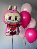 Фольгированный шар-фигура «Лабубу», розовый/ коричневый/ белый, 60 см