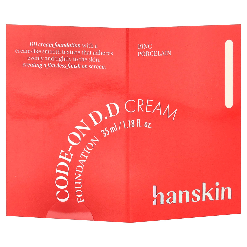 Hanskin, Code-On DD Cream Foundation, тональный крем, 19NC фарфоровый, 35 мл (1,18 жидк. унции)