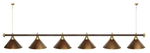 Лампа STARTBILLIARDS 6 пл. (плафоны зеленые,штанга золотая,фурнитура золото)