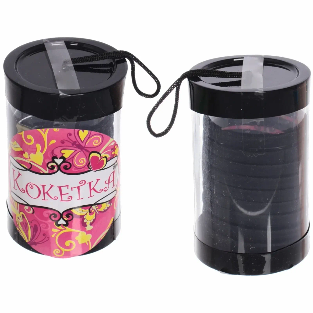 Резинки для волос детские в тубе 9шт «ЗАБАВА», цвет чёрный, d-4см (наклейка Кокетка)