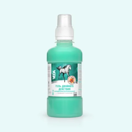 VEDA Гель двойного действия охлаждающе-разогревающий с камфорой и ментолом для лошадей, 250 мл