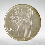 Italy 100 Lire 1971 R "Minerva Standing – Large Type", AU