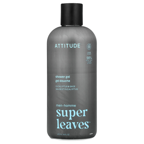 ATTITUDE, Super Leaves™, гель для душа, для мужчин, эвкалипт и шалфей, 415 мл (14 жидк. унций)