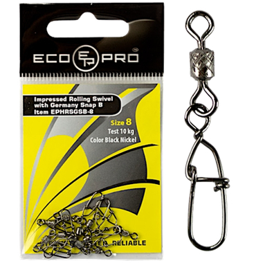 Вертлюг с застёжкой EcoPro EP-301-04 23кг 10шт Black Nickel