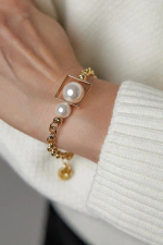 Браслет miss Di золото с белым жемчугом Майорка