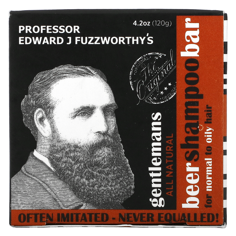 Professor Fuzzworthy's, Gentlemans Beer Shampoo Bar, для нормальных и жирных волос, без запаха, 120 г (4,2 унции)