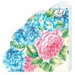 Салфетки бумажные RONDO 3 сл., 12л, круглые, Гортензия и розы, d32см