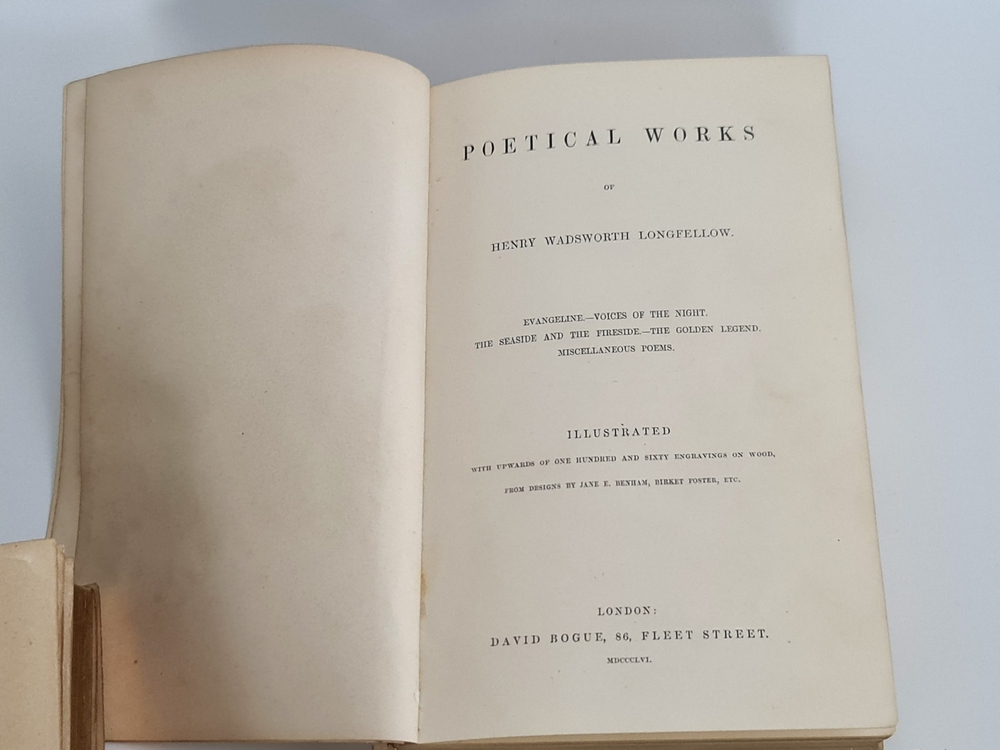 "Poetical works of Longfellow. Henry Wadsworth Longfellow.  1856   Антикварная книга