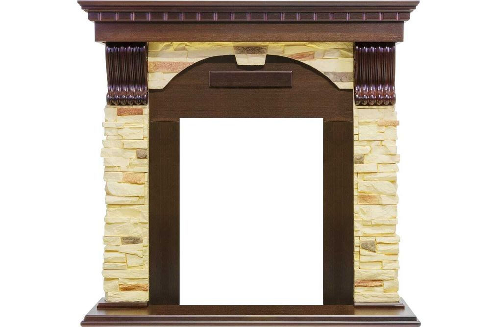 Портал Royal Flame Dublin угловой - Темный дуб / Сланец