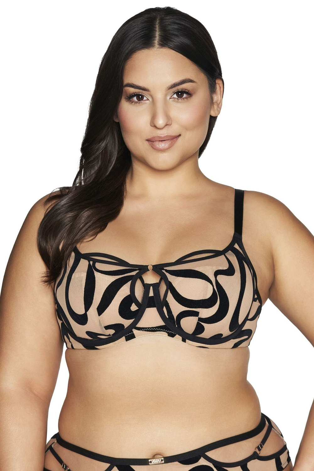 Оригинальный бюстгальтер с мягкой чашкой Velvet Desert (Размер: 75F) (Цвет: черный с бежевым)