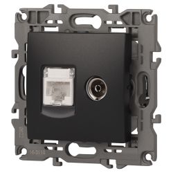 Розетка ЭРА Elegance 14-3110-05 RJ45+TV IP20 антрацит | Эра Elegance