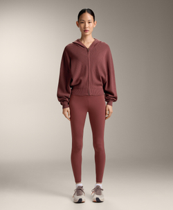 Oysho Вязаная куртка Rib с капюшоном, линялый махагон