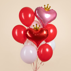 Сердце "Розовое с золотой короной" 56 см