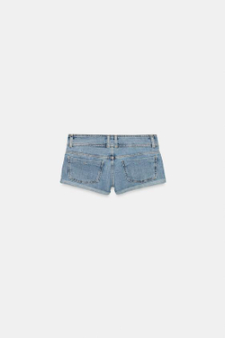 ZARA ДЖИНСОВЫЕ МИНИ-ШОРТЫ С КАРМАНАМИ, СИНИЙ