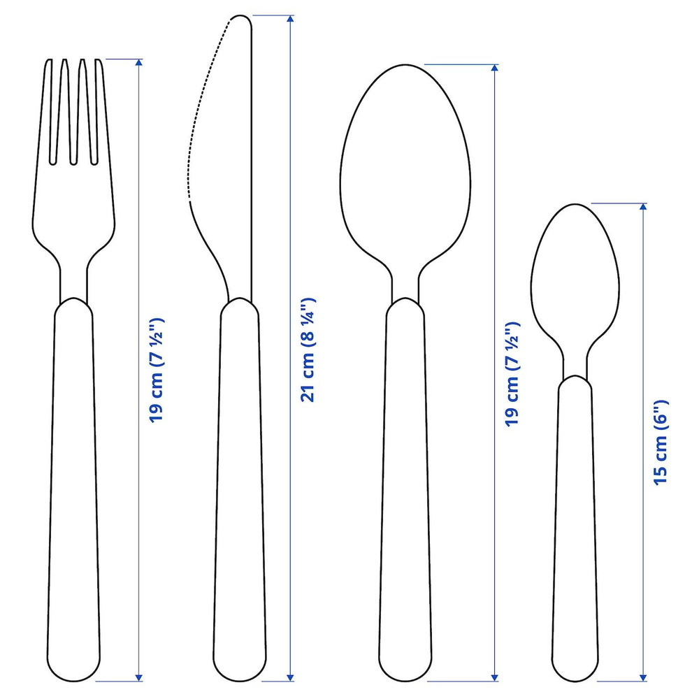 IKEA UPPHÖJD  (ИКЕА УППХÖЙД)  -  Набор столовых приборов, 16 предметов, бирюзовый