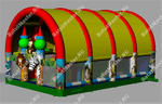 Коммерческий надувной батут "Зверята с крышей 2" 12*7*6 м