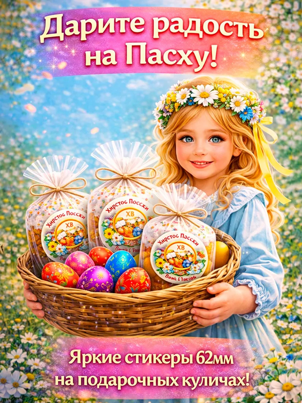 Стикер-наклейка Светлой Пасхи
