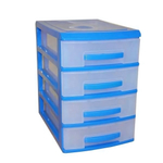 Мини комод 4х темно голубой/прозр