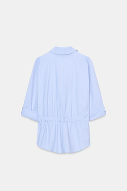 ZARA РУБАШКА-САФАРИ ИЗ ПОПЛИНА, ГОЛУБОЙ