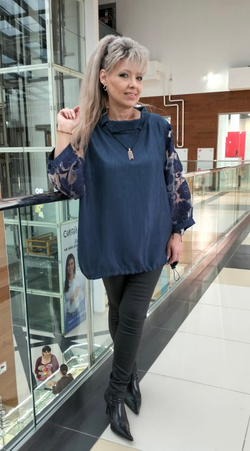 Комбинированный блузон-туника с подвеской