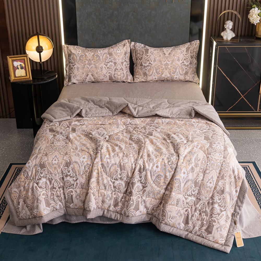 Комплект постельного белья Сатин с Одеялом 100% хлопок 160x80 на резинке OBR130