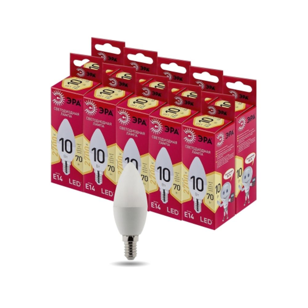 Лампочка светодиодная ЭРА RED LINE LED B35-10W-827-E14 R E14 / Е14 10 Вт свеча теплый белый свет