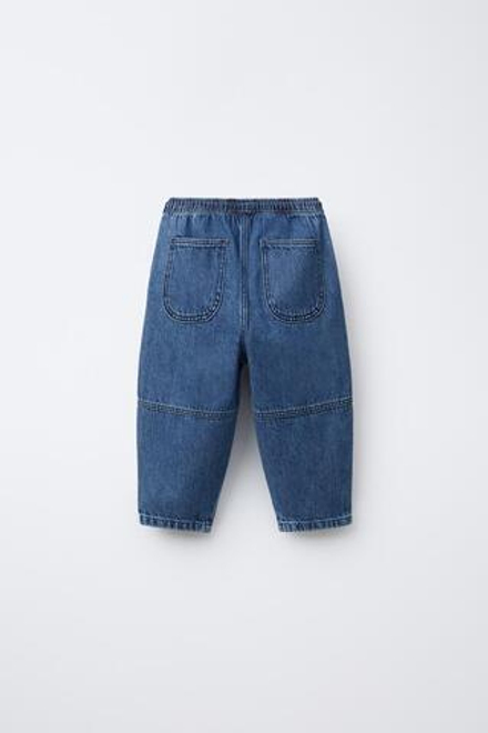 ZARA ДЖИНСОВЫЕ БРЮКИ BAGGY, СИНИЙ
