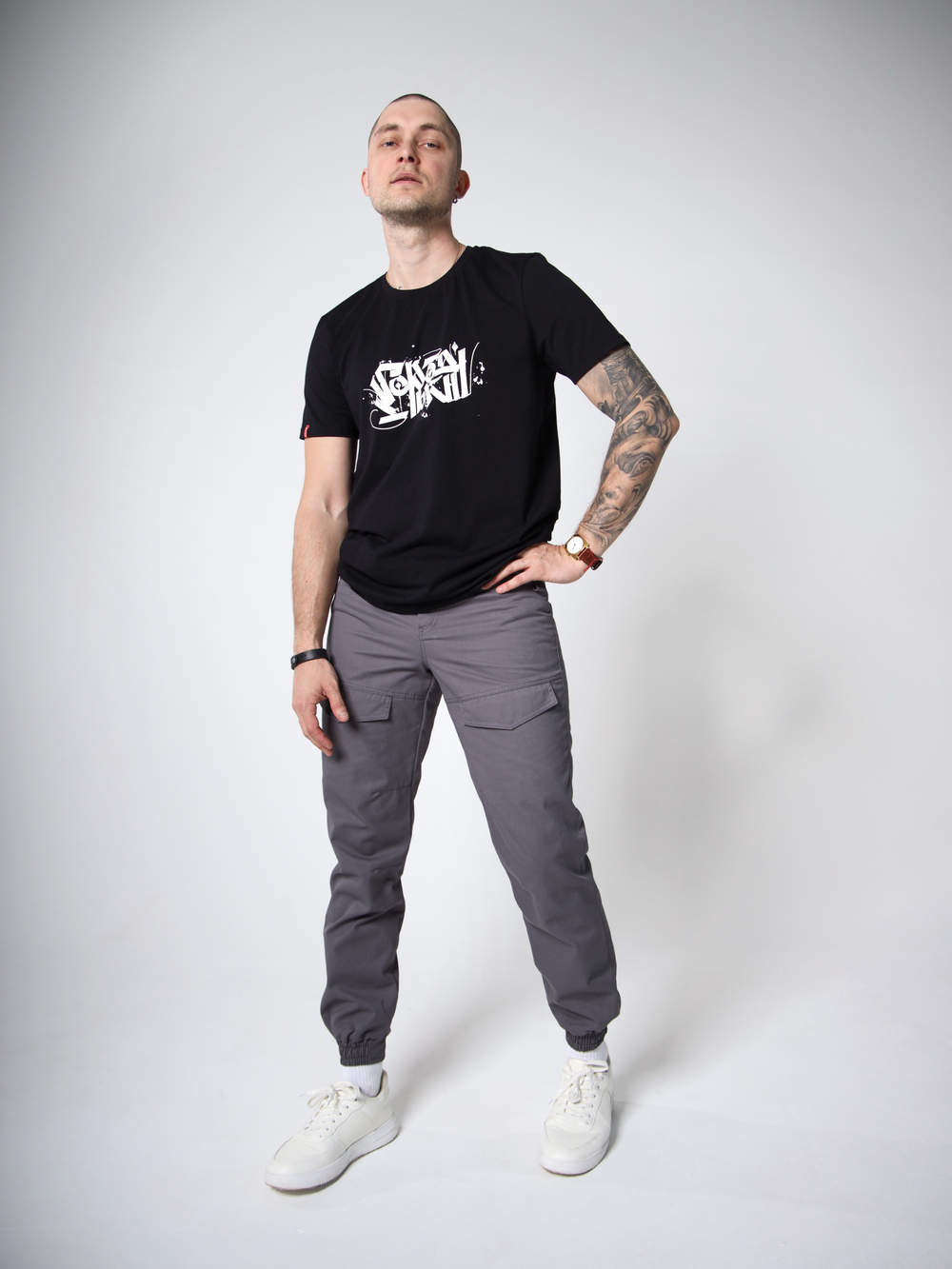 Брюки карго с передними карманами Город Горький серый графит