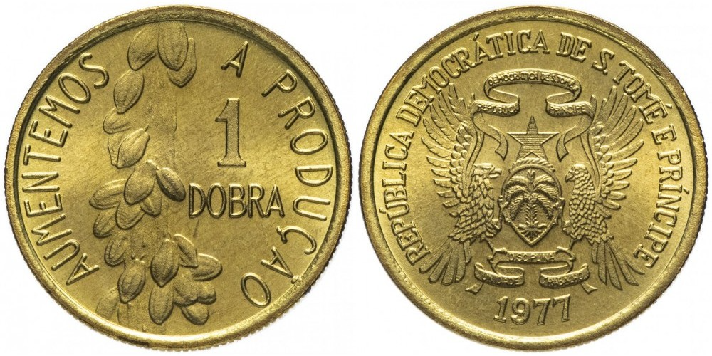 Сан-Томе и Принсипи 1 добра, 1977 Герб XF