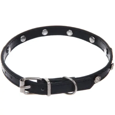 Ошейник для собак и кошек со стразами «На стиле», цвет черный, 1см, размер S, 28*30см (лейбл)