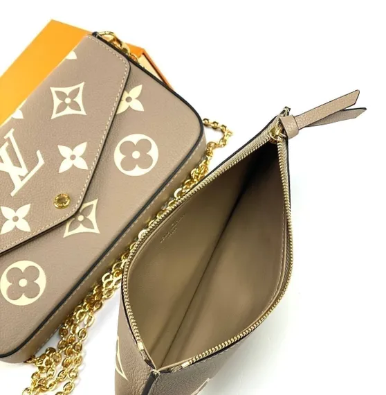 Клатч Louis Vuitton Felicie кремовый/серый