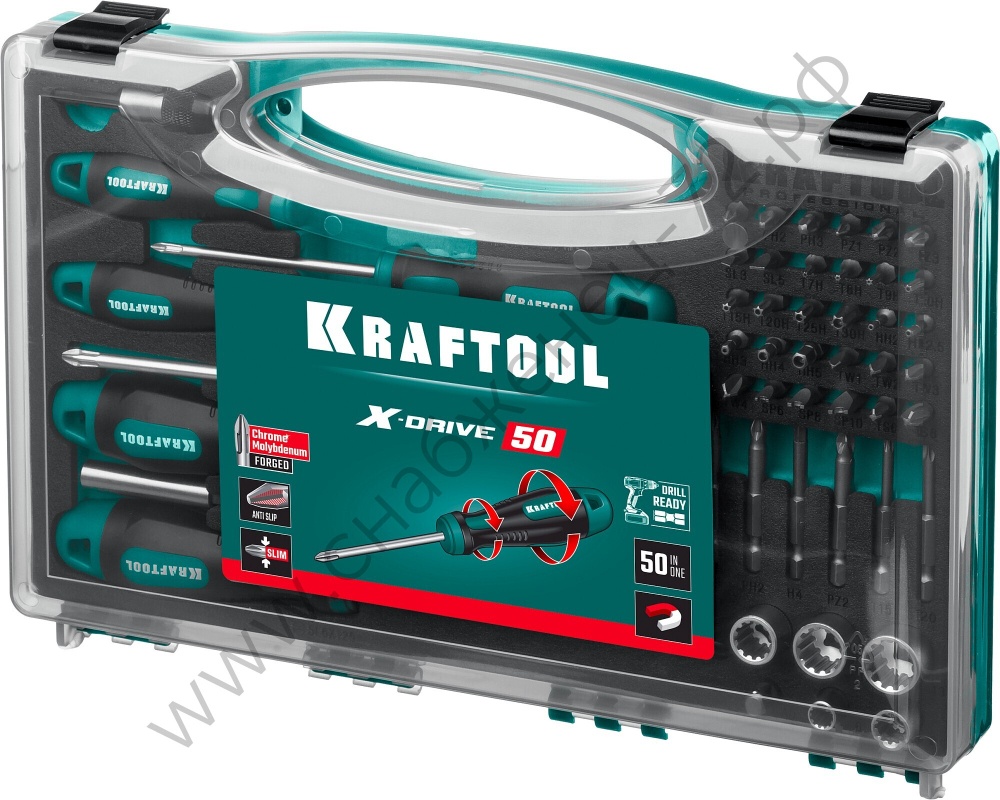 KRAFTOOL X-Drive-50 50 предм., Набор отверток и насадок (25815)