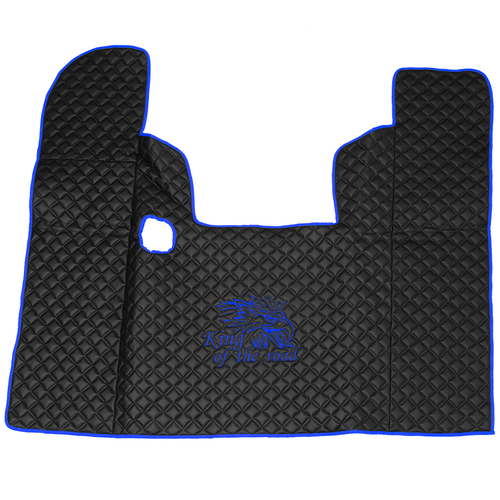Ковры SCANIA 4 серия P 124L, (экокожа, черный, синий кант, синяя вышивка)