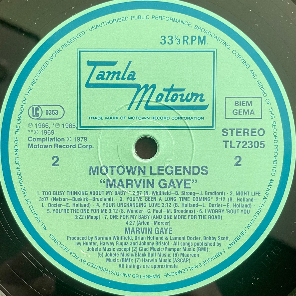 Marvin Gaye ‎– Motown Legends (Германия 1984г.)
