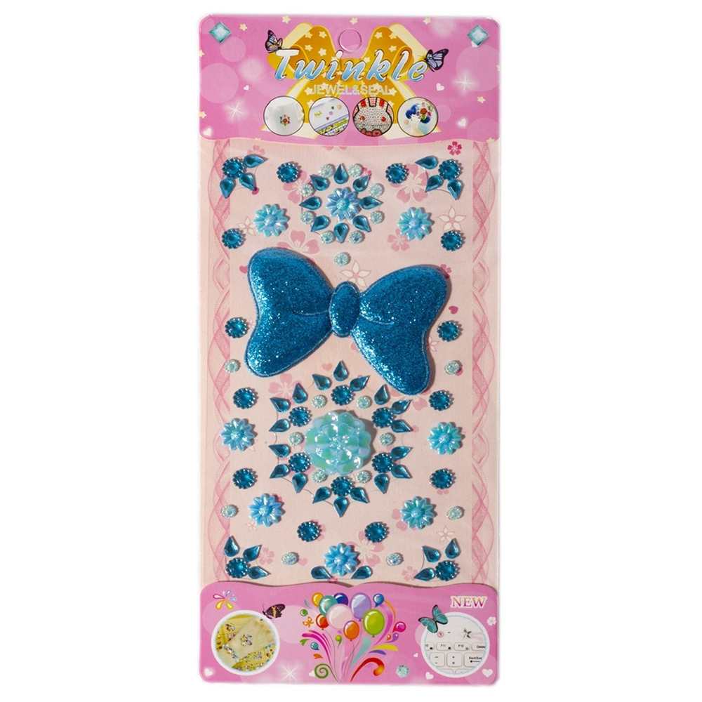 Наклейки-стразы Alingar, акриловые, "Бантик", крупный бант, цветы, пакет с европодвесом