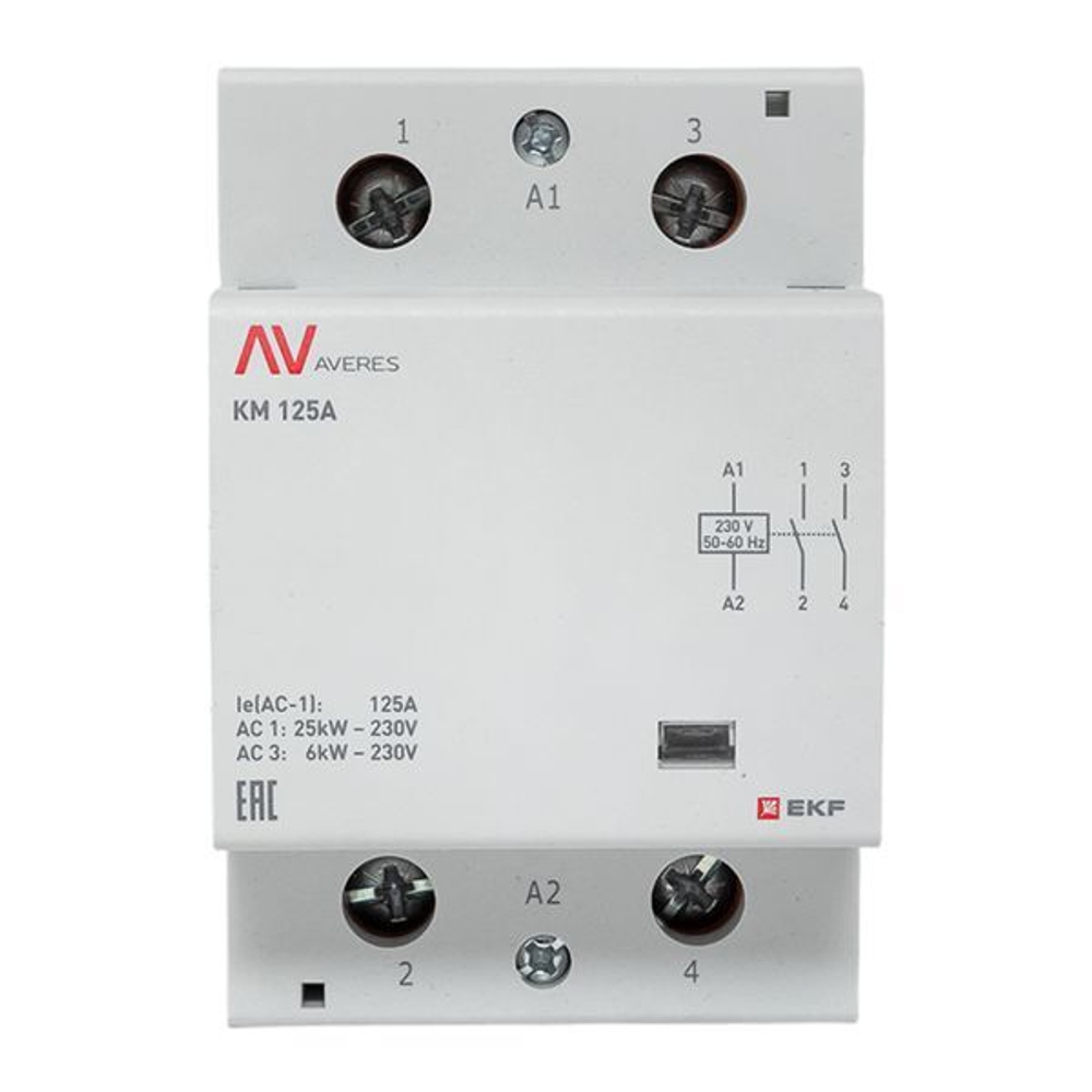 Контактор модульный EKF km-av-3-125-20-230V