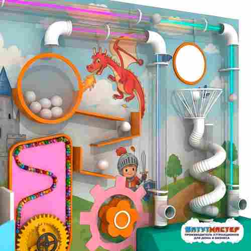 Интерактивная стена для игровой комнаты «Путь Рыцаря», 3,3×0,5×1,8 м