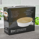 Блюдо для запекания 19см овальное с бамбуковой крышкой, фарфор