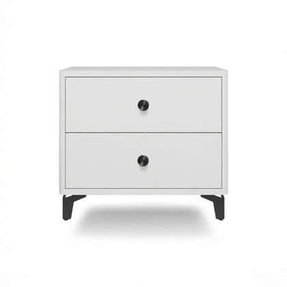 Тумба прикроватная на ножках с ящиками ROYAL 5303 эко (Белый-Черный-р.черная)