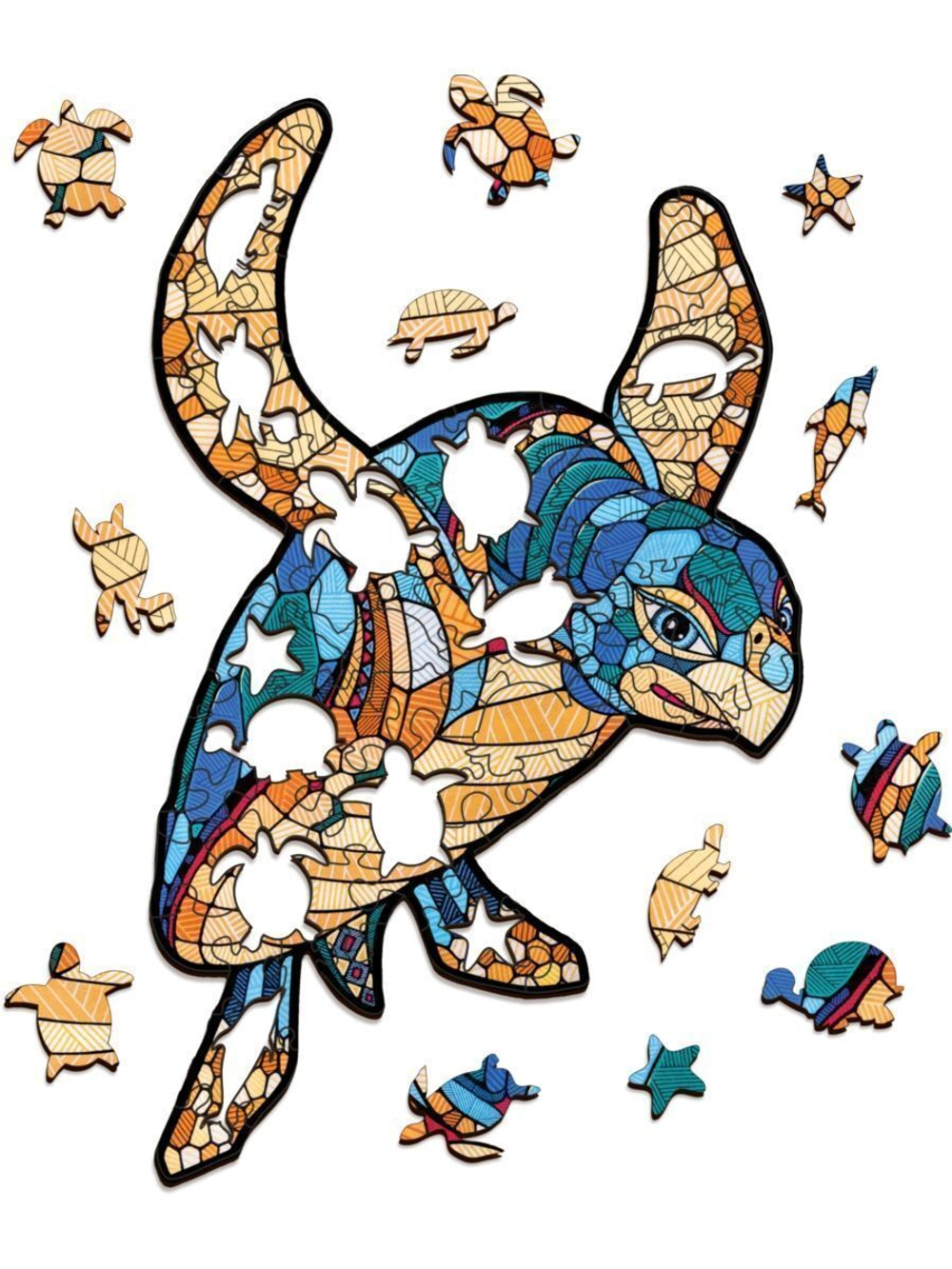 Деревянный, фигурный пазл EWA Морская Черепаха S 28x20 см