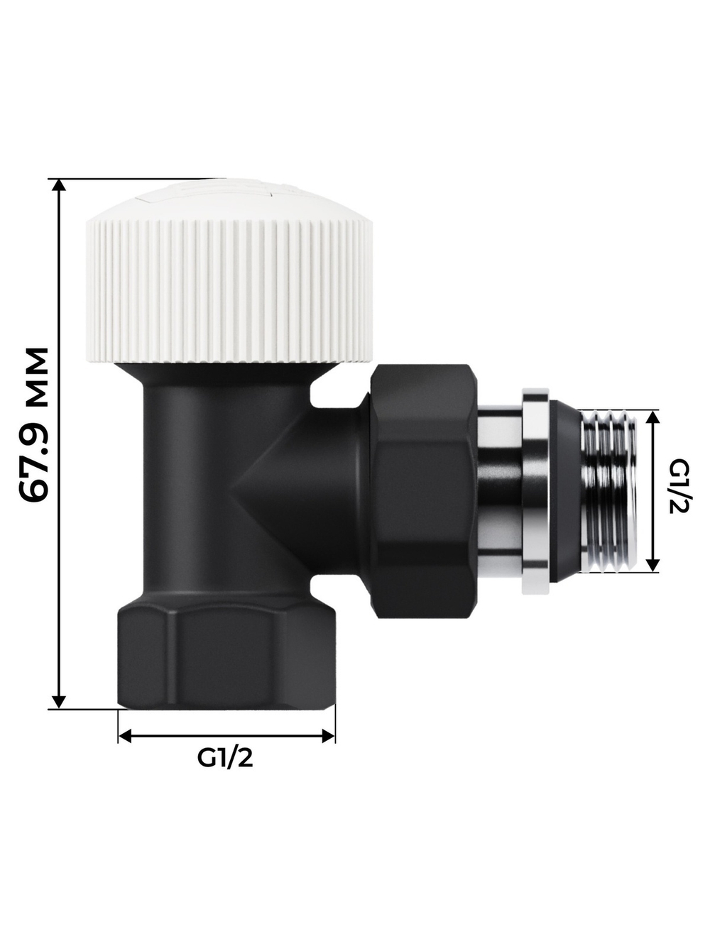 Набор термостатический угловой Royal Thermo Design 1/2"М30х1,5 (Черный)
